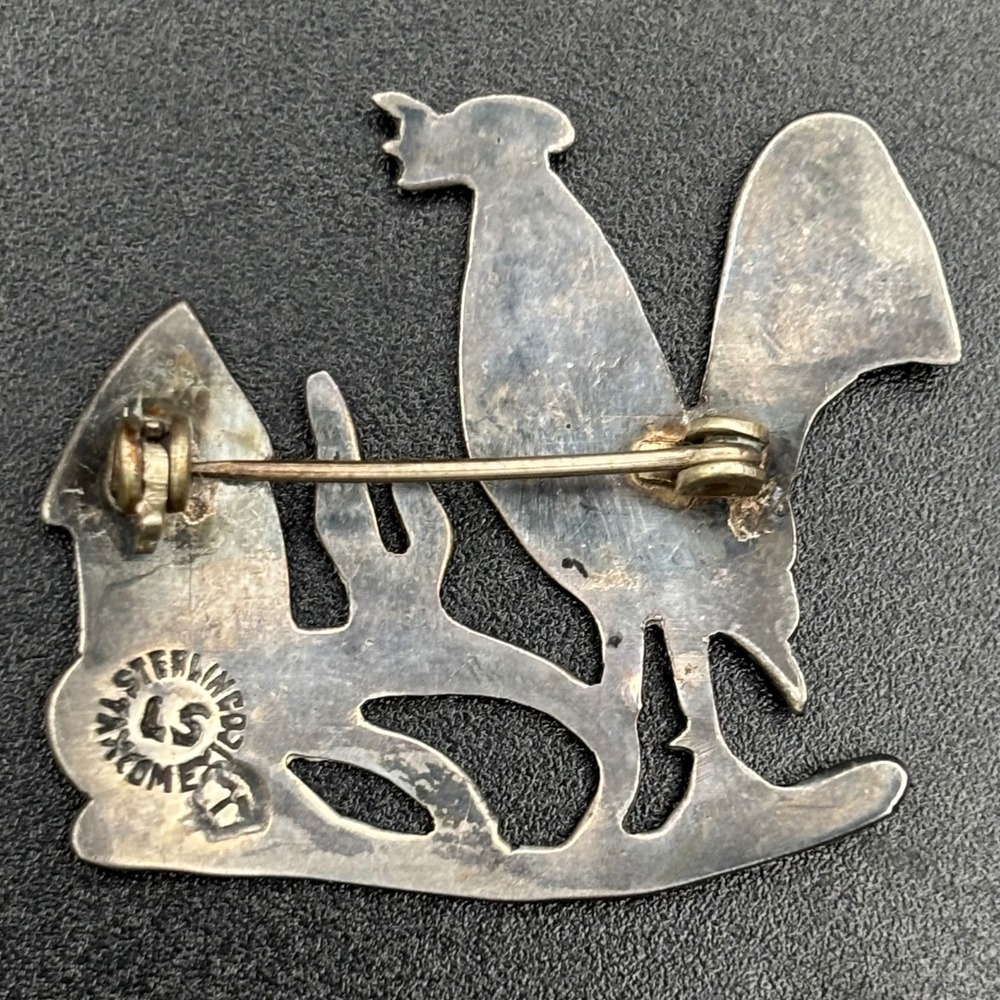 Vintage Mexican Silver Brooch Rooster Taxco Sterling Mexico Eagle 3 Mid Century - Picture 3 of 8